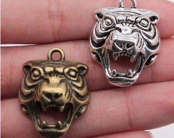 5stk Tigers Charme Anhänger 31x24x12mm Antik Silber / antike Bronze DIY Schmuckherstellung Zubehör