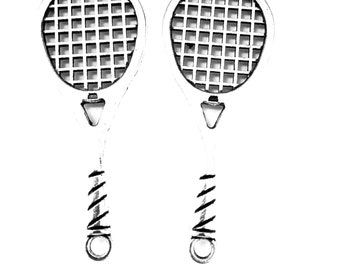 10st Tennisschläger Charms Anhänger --- 48x19mm Antikes Silber DIY Schmuck handgemachtes Grundmaterial