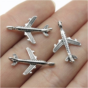 50pcs 5x15x22mm Aircraft Flugzeug Charms Anhänger Antique Silver