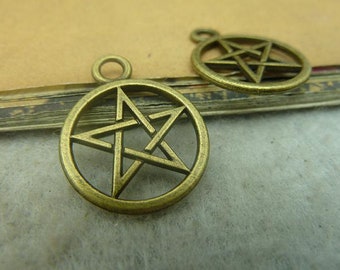 20pcs Pentagram Charms Pendant 20x25mm Bronze DIY Jewelry Making Ornament Accessories