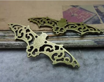 10pcs Filigree Bat Charms Pendant 19x56mm Antique bronze DIY Jewelry Making Ornament Accessories