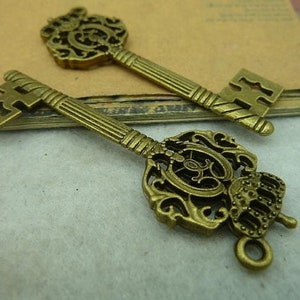 5pcs Crown Key Charms Pendant 22x68mm Bronze DIY Jewelry Making Ornament Accessories image 2