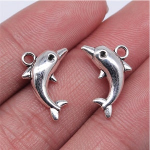 20pcs Dolphin charms pendant 18x11mm antique silver DIY jewelry handmade base material