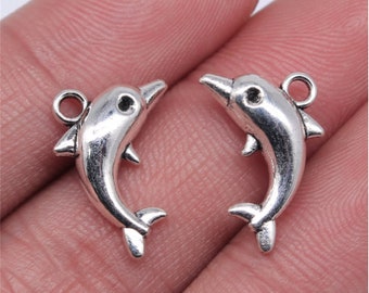 20pcs Dolphin charms pendant 18x11mm antique silver DIY jewelry handmade base material