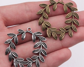 5pcs Olive wreath charms pendant 41x36mm antique silver/antique bronze DIY Jewelry Making Ornament Accessories