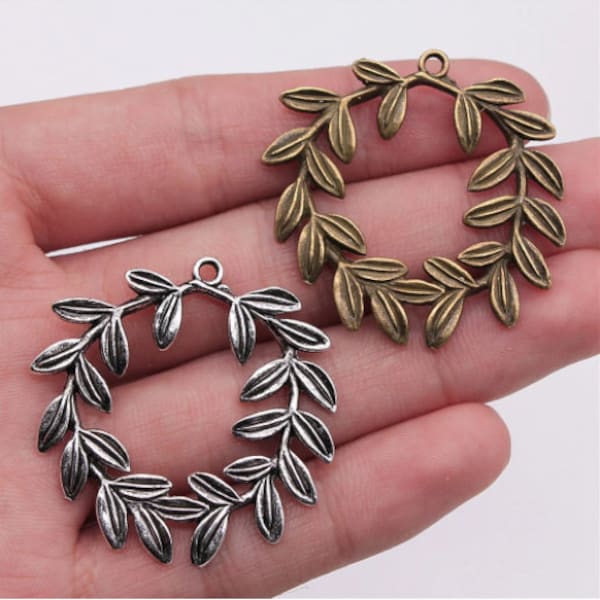 5pcs Olive wreath charms pendant 41x36mm antique silver/antique bronze DIY Jewelry Making Ornament Accessories