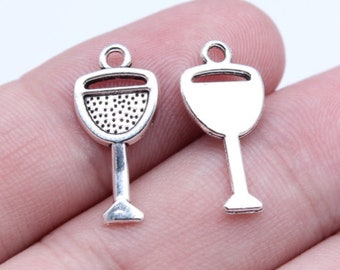 50pcs wineglass charms pendant---20x9mm Antique silver DIY jewelry handmade base material