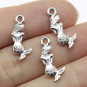 30PCS Mermaid charms pendant21x10mm Antique silver/Antique bronze DIY jewelry handmade base material Antique silver
