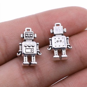 10pcs Robots charms pendant 12x18mm antique silver DIY jewelry handmade base material