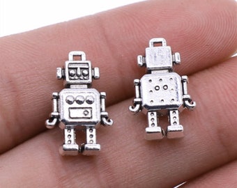 10pcs Robots charms pendant 12x18mm antique silver DIY jewelry handmade base material