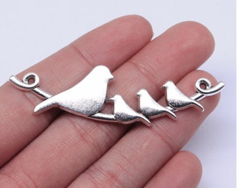 5pcs Birds link charms pendant---66x17mm Antique silver DIY jewelry handmade base material