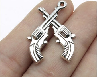 10pcs Pistols charms pendant---31x23mm Antique silver DIY jewelry handmade base material