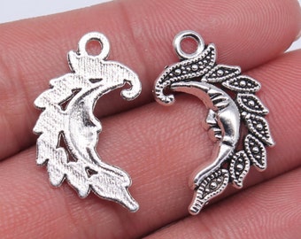 20pcs Moon charms pendant---27x17mm Antique silver/Antique bronze DIY jewelry handmade base material