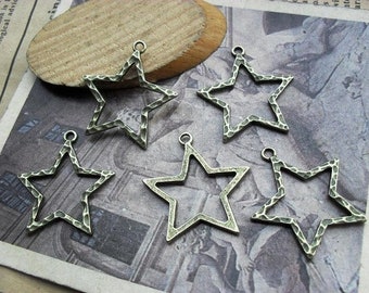 10pcs Stars Charms Pendant 35x38mm Bronze Pentagram DIY Jewelry Making Accessories