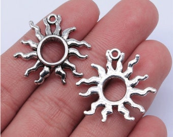 10pcs Sun charms pendant---25x26mm Antique silver DIY jewelry handmade base material