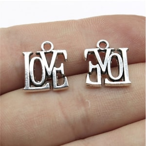 20pcs Love charms pendant---15x13mm Antique silver DIY base material