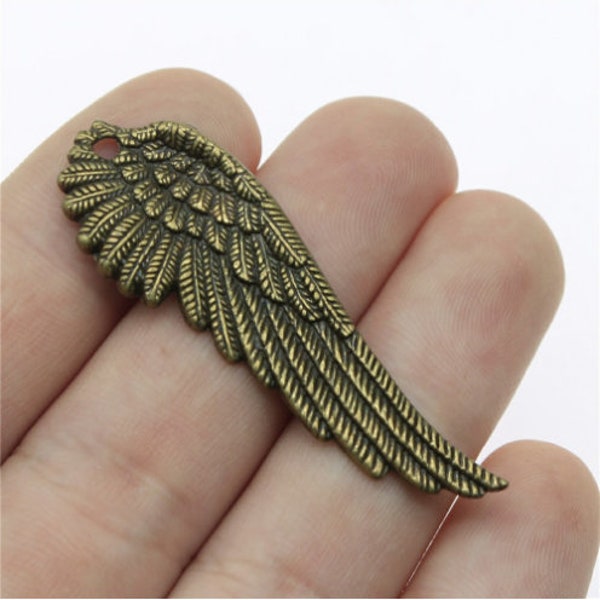 5pcs Angel wings charms pendant 51x17mm Antique bronze DIY jewelry handmade base material