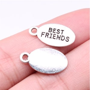 20pcs Suit tiles best friends tag charms pendant---19x10mm Antique silver DIY jewelry handmade base material