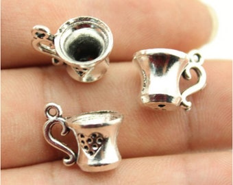 10PCS 3D Teacup charms 15x10mm Antique Silver/Antique Bronze DIY Jewelry Making Base Material