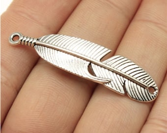 10pcs Feathers charms pendant---45x11mm Antique silver/Antique bronze DIY jewelry handmade base material