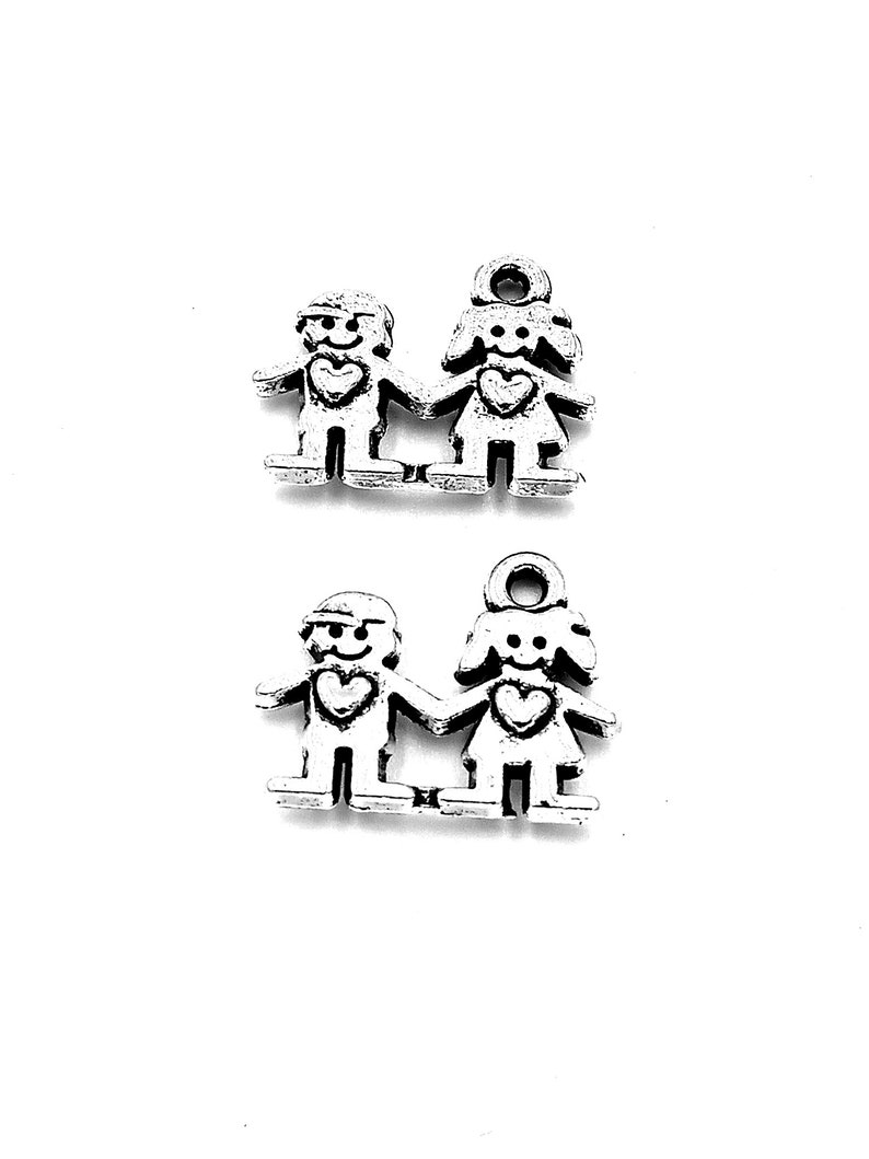 --14x11mm Antique silver DIY jewelry handmade base material 25pcs Lovers charms pendant