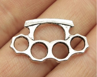 5 uds colgantes de nudillos AI Punch charms --- 18x32mm plata antigua/bronce antiguo joyería DIY material base hecho a mano