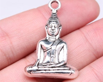 5pcs Meditate buddha charms pendant 35x23mm antique silver/antique bronze  DIY jewelry handmade base material