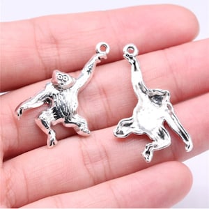 10pcs Monkey charms pendant---27x32mm Antique silver Jewelry accessories
