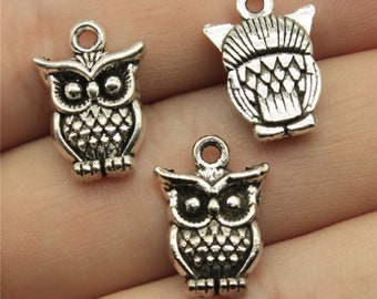 30pcs Owl pendant charms 12x16mm antique silver/antique bronze DIY jewelry handmade base material