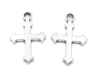 25pcs Cross charms pendant---19x12mm Antique silver DIY jewelry handmade base material