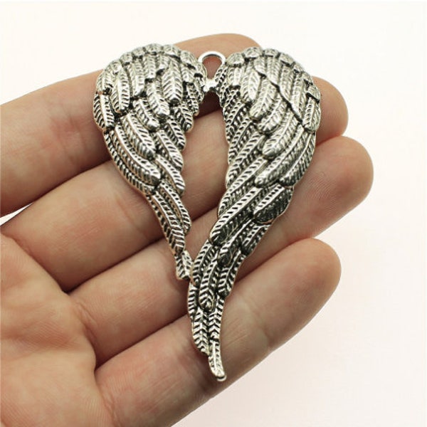 2pcs Wings of Angel charms pendant--- 67x42mm Antique silver/Antique bronze DIY jewelry handmade base material