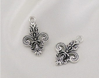 10PCS Fleur de lis charms pendant 16x25mm antique silver DIY Jewelry Making Accessories