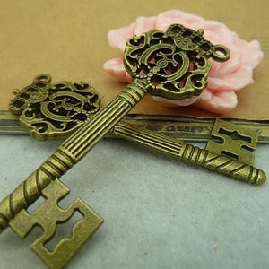 5pcs Crown Key Charms Pendant 22x68mm Bronze DIY Jewelry Making Ornament Accessories image 1