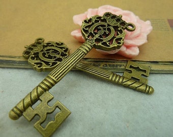 5pcs Crown Key Charms Pendant 22x68mm Bronze DIY Jewelry Making Ornament Accessories