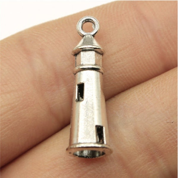 15pcs Lighthouses charms pendant---25x8mm Antique silver DIY jewelry handmade base material