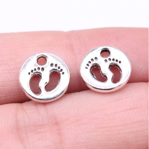 30pcs Footprints charms pendant---11x11mm Antique silver DIY jewelry handmade base material