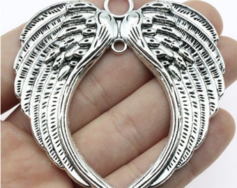 3pcs Angel wings charms pendant 74x69mm Antique silver/Antique Bronze DIY jewelry handmade base material