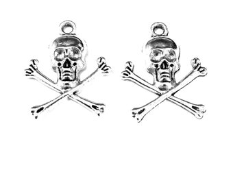 30pcs Skull charms pendant---24x19mm Antique silver DIY jewelry handmade base material