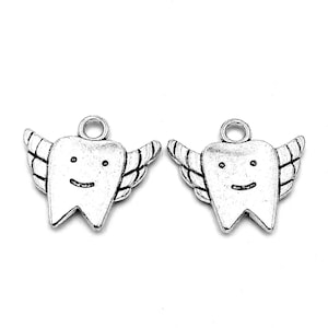 12 ciondoli a forma di denti --- 20 x 18 mm Materiale di base per gioielli fai da te in argento antico