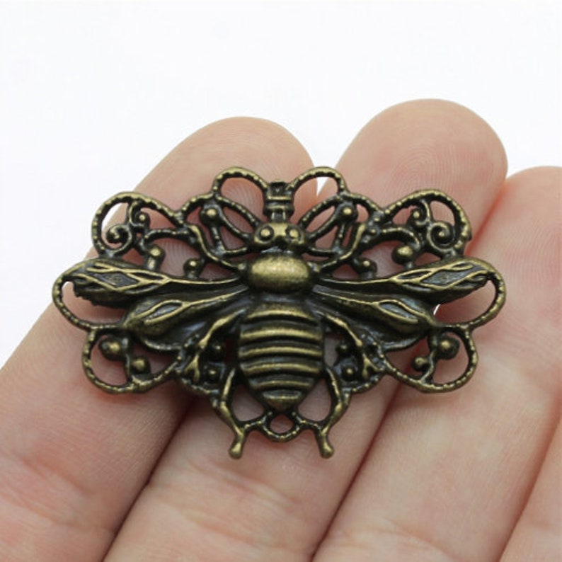 5pcs Abeille Abeille pendant de charme Antique bronze