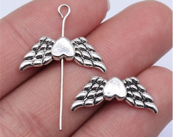30pcs Wings big hole bead charms---28x6mm antique silver  DIY jewelry handmade base material