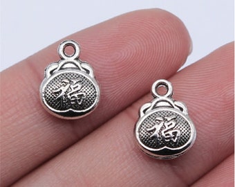 20 Stück Fortune Tasche Charms Anhänger --- 13x10mm Antik Silber DIY Schmuck handgemachte Basismaterial