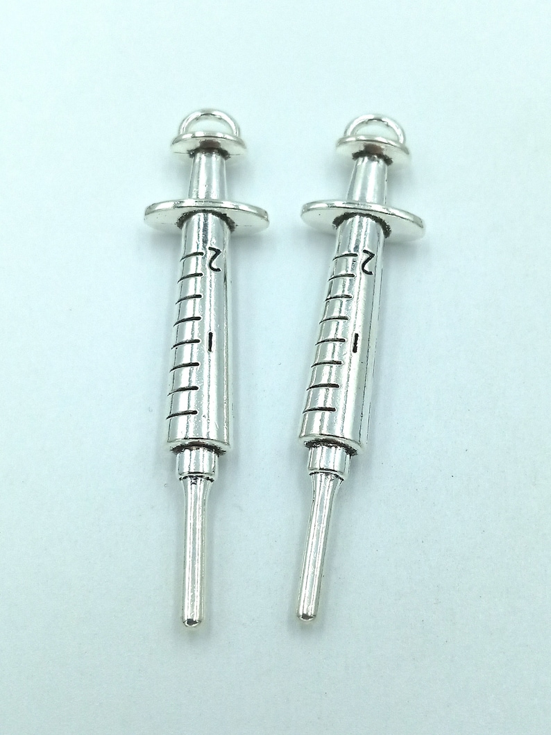 5PCS Syringe charms pendant62x6mm Antique silver DIY jewelry handmade base material image 10