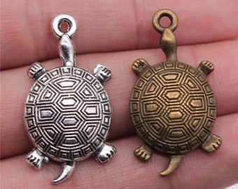 5pcs 34x28mm Tortoise charms Sea Turtle Pendant Antique Silver/Antique bronze For Jewelry Making