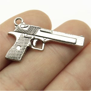 10pcs Handguns charms pendant---45x20mm Antique silver DIY handmade base material