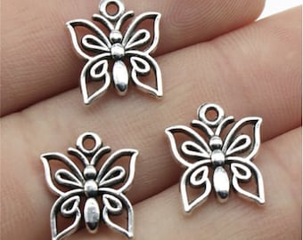 50pcs Butterfly charms pendant 12x14mm Antique silver/Antique bronze DIY Jewelry Making Ornament Accessories