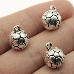 10pcs Football Charms Pendant 11x11mm Antique Silver DIY Jewelry Making Ornament Accessories