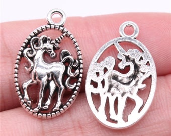 10pcs Unicorn Charms pendant 24x15mm antique silver DIY Jewelry Making Base Material