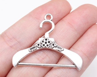 10pcs Clothes Hanger Charms Pendant 30x37mm Antique Silver/Antique Bronze DIY Jewelry Making Ornament Accessories