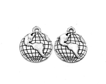 20 Stück Globe Charme Anhänger --- 19x16mm Antikes Silber DIY Schmuck handgemachtes Grundmaterial